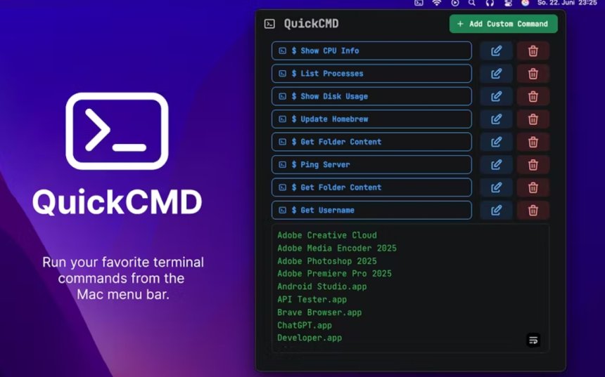 QuickCMD: macOS-ის უტილიტა, რომელიც ტერმინალის ძალას პირდაპირ თქვენს მენიუ ბარში გადმოიტანს